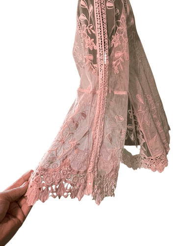 Davi & Dani Women’s Blush Pink 3/4 Bell Sleeve Semi Nude Tunic/Blouse/Top size L - Thumbnail 3