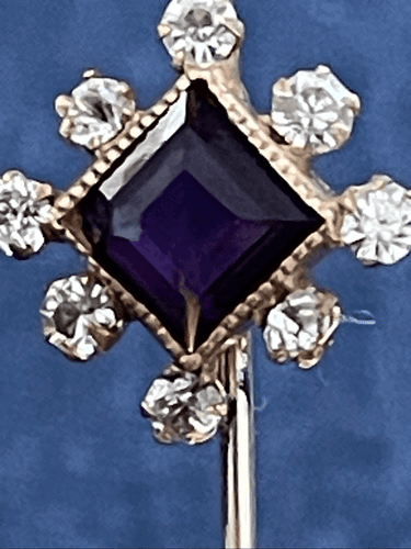 Vintage Victorian Amethyst and Faux Diamond Hat Pin - Image 1