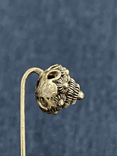 Vintage Dutch Zeeuwse Silver Wirework & Filigree Dome Hat Pin - Thumbnail 9
