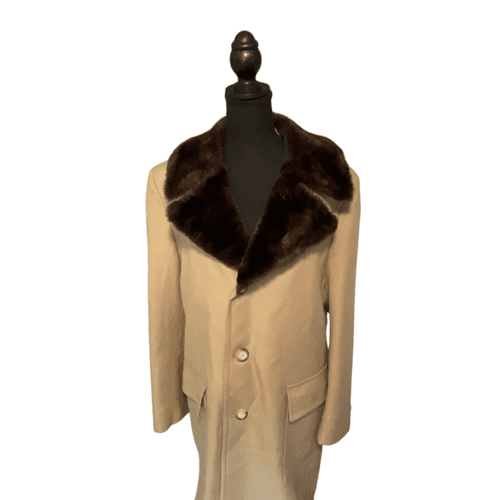 Sears Best Vintage Polyester Twill Faux Fur Body Lined Men’s Overcoat - Image 1