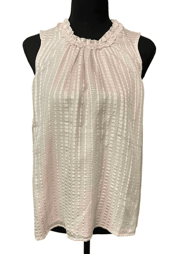 WH|BM Women’s Silk Sleeveless Metallic Silver Threading Blouse/Top Size Small - Image 1