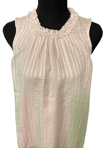 WH|BM Women’s Silk Sleeveless Metallic Silver Threading Blouse/Top Size Small - Thumbnail 2