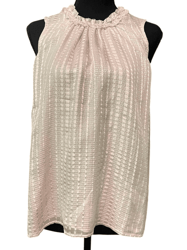WH|BM Women’s Silk Sleeveless Metallic Silver Threading Blouse/Top Size Small - Thumbnail 3