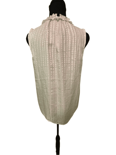 WH|BM Women’s Silk Sleeveless Metallic Silver Threading Blouse/Top Size Small - Thumbnail 6