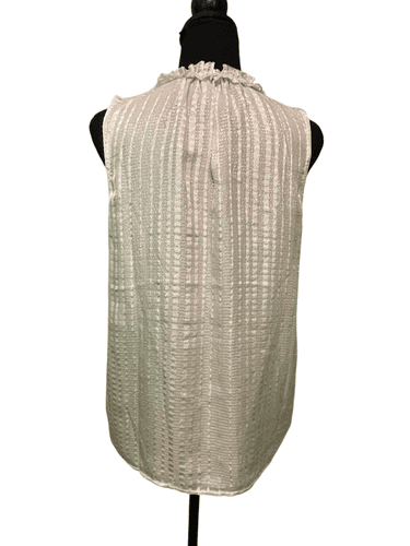 WH|BM Women’s Silk Sleeveless Metallic Silver Threading Blouse/Top Size Small - Thumbnail 7