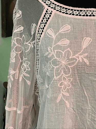 Davi & Dani Women’s Blush Pink 3/4 Bell Sleeve Semi Nude Tunic/Blouse/Top size L - Thumbnail 12