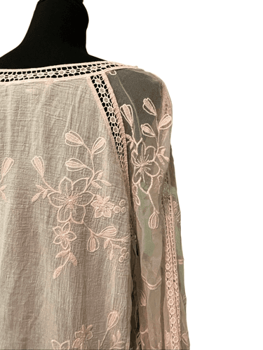 Davi & Dani Women’s Blush Pink 3/4 Bell Sleeve Semi Nude Tunic/Blouse/Top size L - Thumbnail 7
