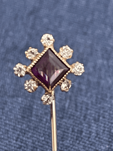 Vintage Victorian Amethyst and Faux Diamond Hat Pin - Thumbnail 2
