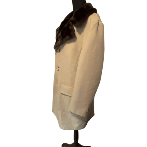 Sears Best Vintage Polyester Twill Faux Fur Body Lined Men’s Overcoat - Thumbnail 4