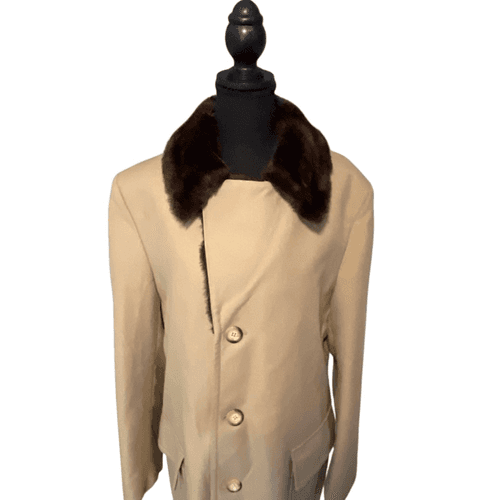 Sears Best Vintage Polyester Twill Faux Fur Body Lined Men’s Overcoat - Thumbnail 5
