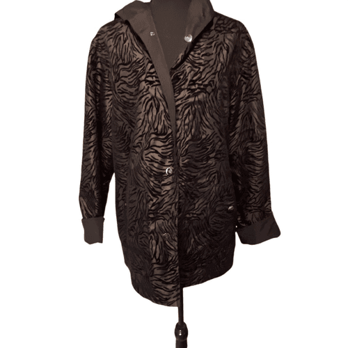Gallery Women’s Zebra Flocked Reversible Hooded Jacket/Coat - Image 1