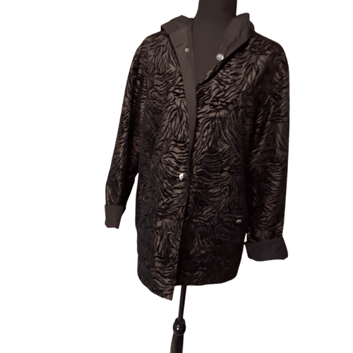 Gallery Women’s Zebra Flocked Reversible Hooded Jacket/Coat - Thumbnail 2
