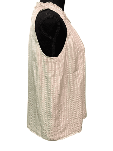 WH|BM Women’s Silk Sleeveless Metallic Silver Threading Blouse/Top Size Small - Thumbnail 4