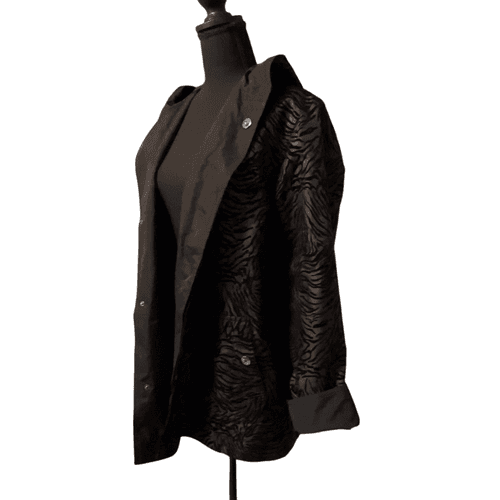 Gallery Women’s Zebra Flocked Reversible Hooded Jacket/Coat - Thumbnail 5