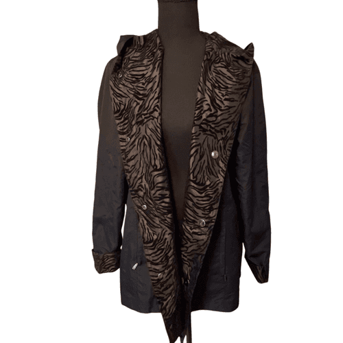 Gallery Women’s Zebra Flocked Reversible Hooded Jacket/Coat - Thumbnail 3