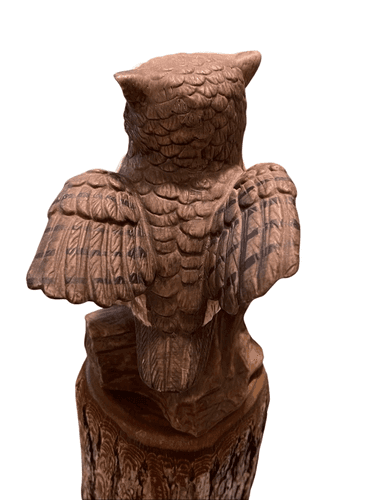 Homco Barn Owl Figurine #1114 Perched on Real Wood Branch - Thumbnail 8