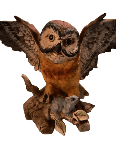 Barn Owl Vintage Royal Crown Signed by J. Byron Porcelain Owl Statue - Image 1