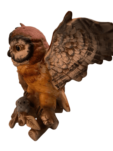 Barn Owl Vintage Royal Crown Signed by J. Byron Porcelain Owl Statue - Thumbnail 4