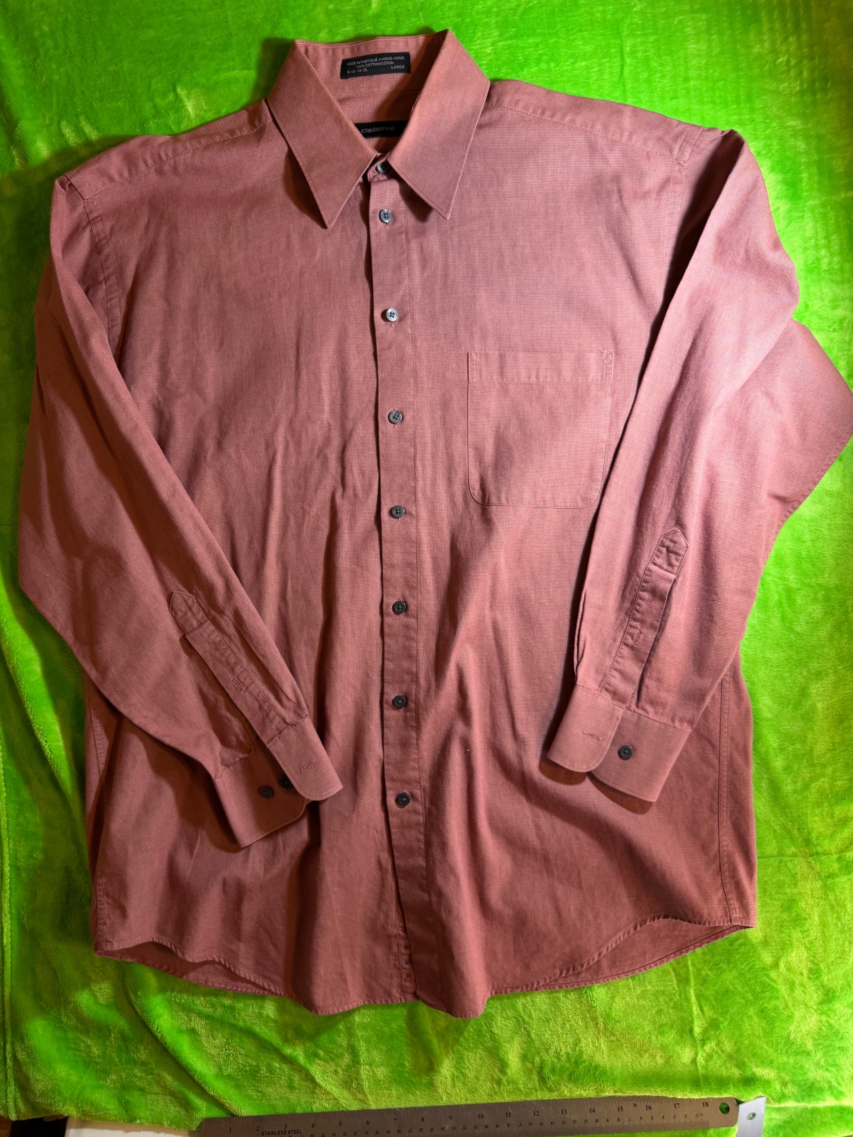 Claiborne Men's Large Red Long Sleeve Shirt 100% Cotton - Image 1