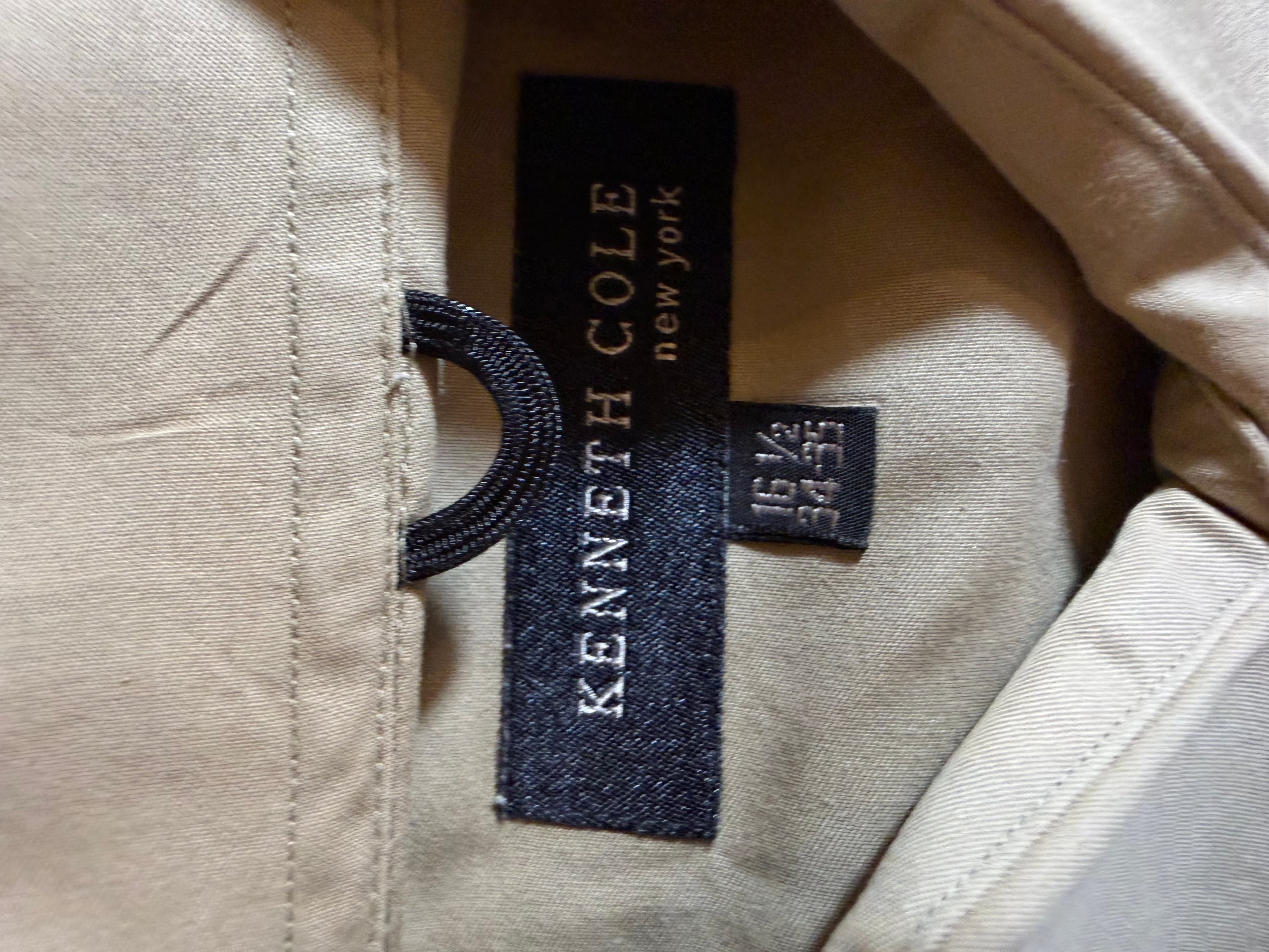 Kenneth Cole New York Men's Dress Shirt 16.5 Beige Long Sleeve - Thumbnail 4