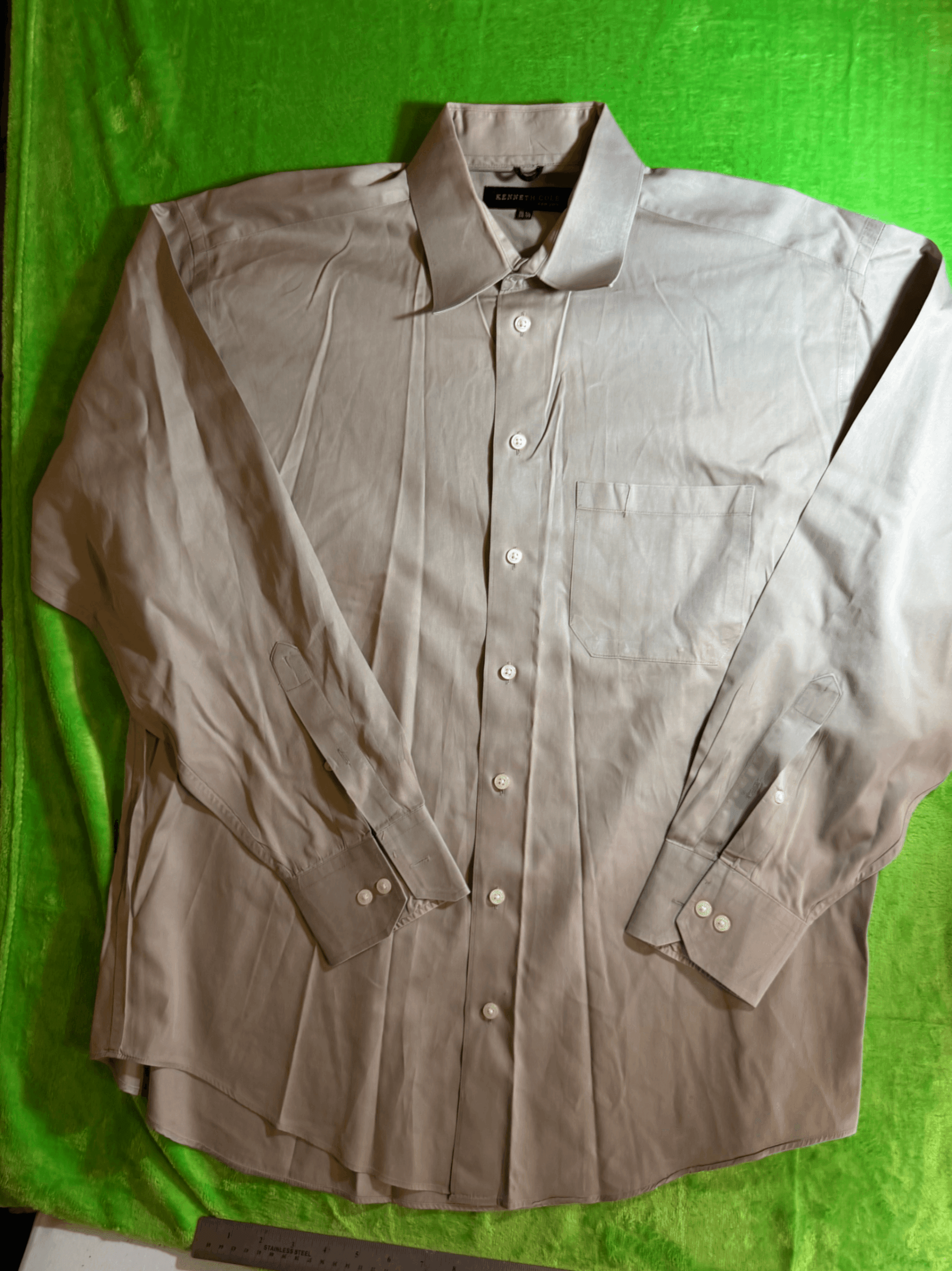 Kenneth Cole New York Men's Dress Shirt 16.5 Beige Long Sleeve - Image 1