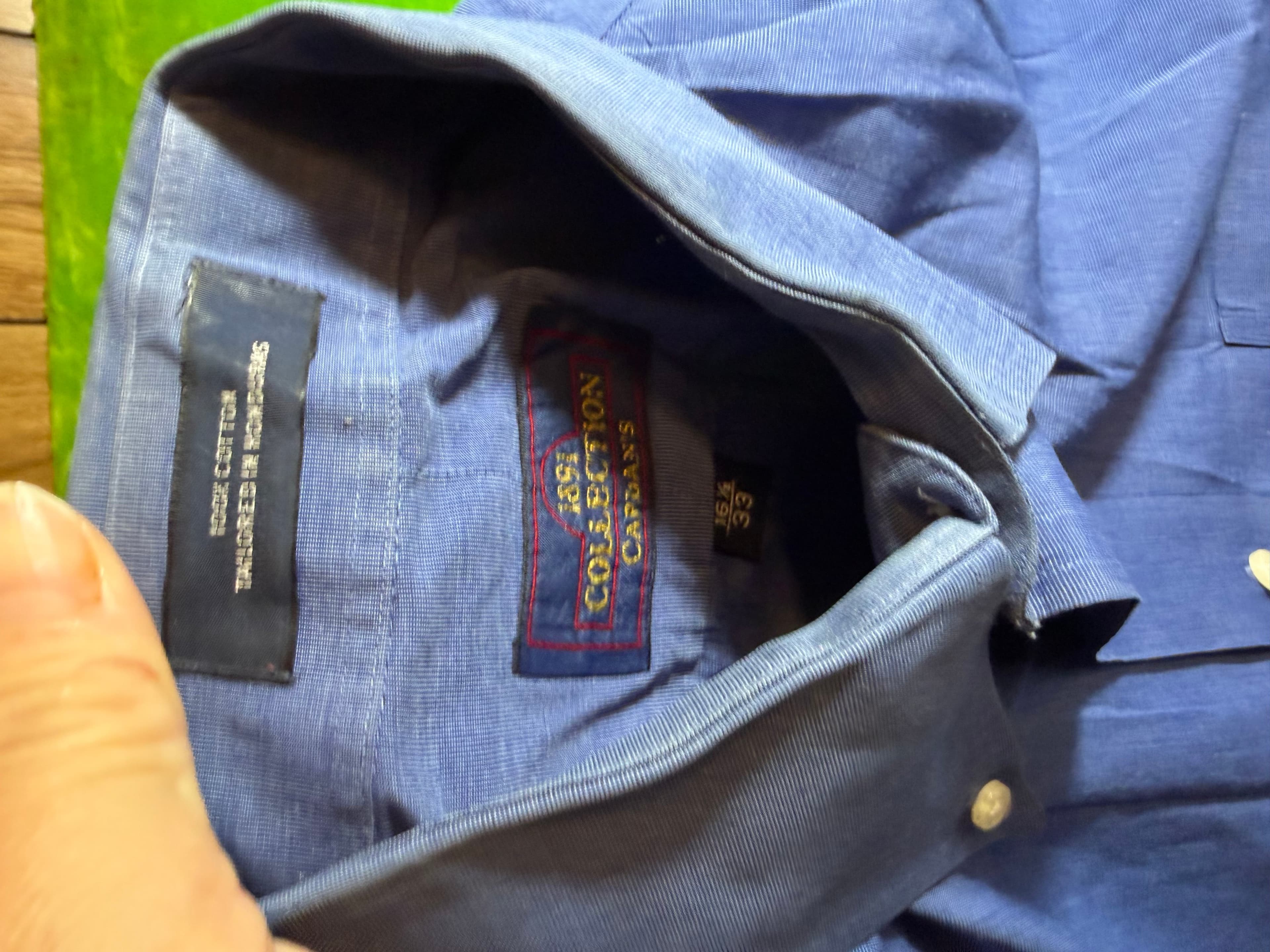 1891 Collection 16.5/33 Blue Button-Down Shirt 100% Cotton Men's - Thumbnail 3