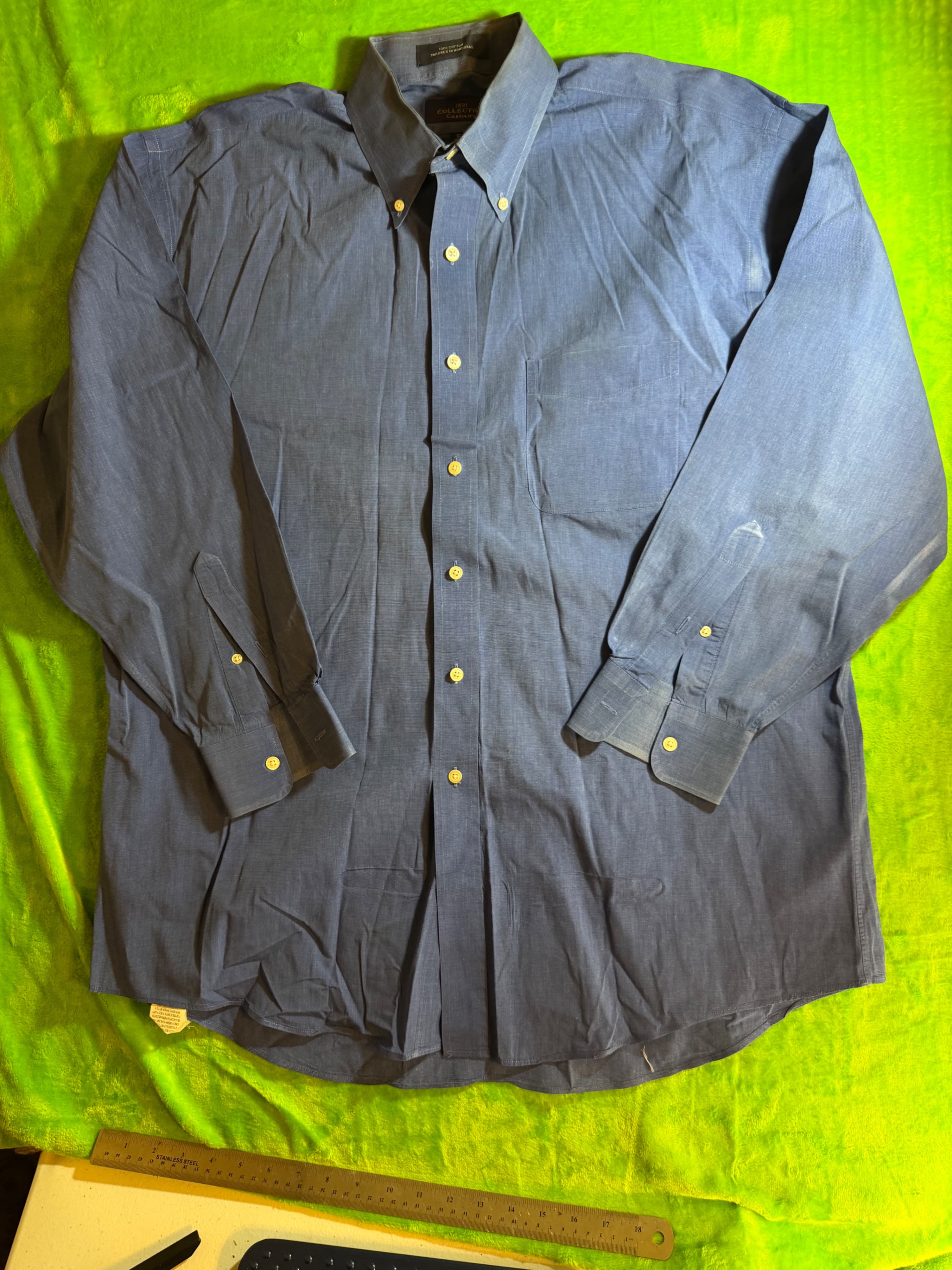 1891 Collection 16.5/33 Blue Button-Down Shirt 100% Cotton Men's - Image 1