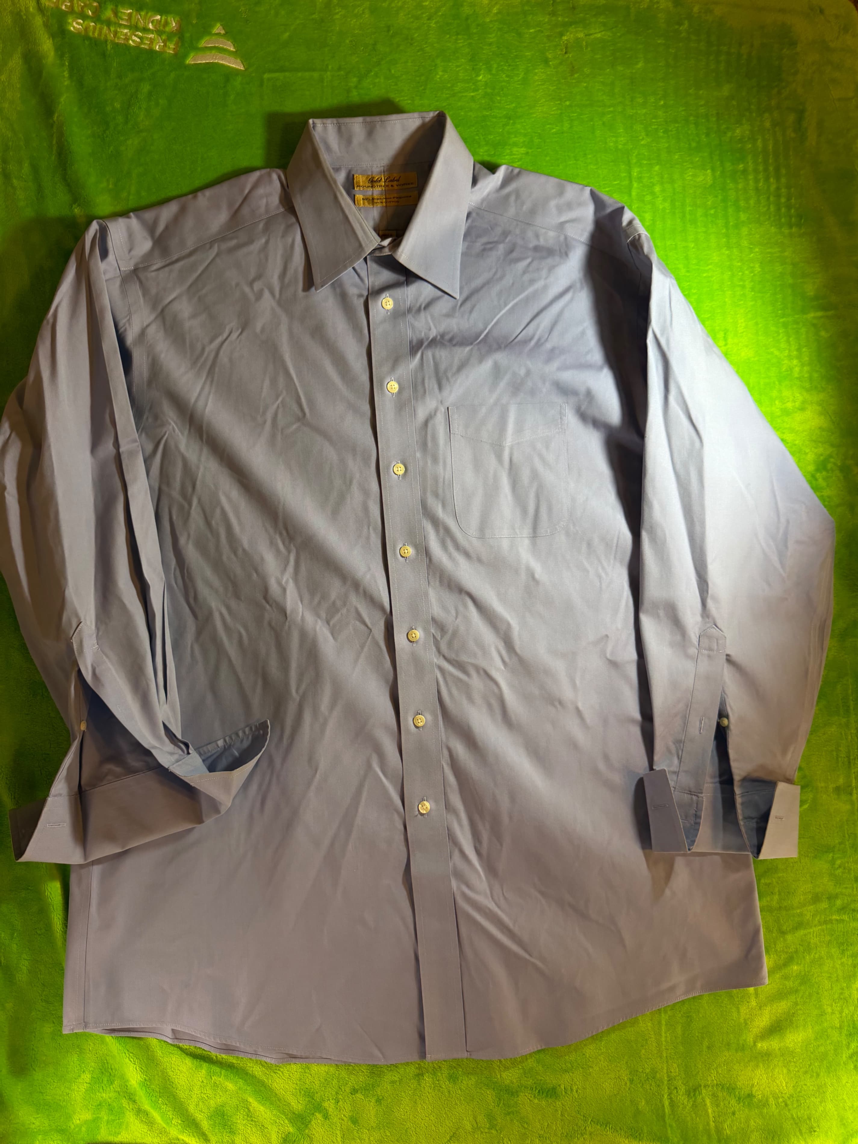 Roundtree & Yorke Gold Label 16.5 34 Dress Shirt 80s Non-Iron Pinpoint - Image 1