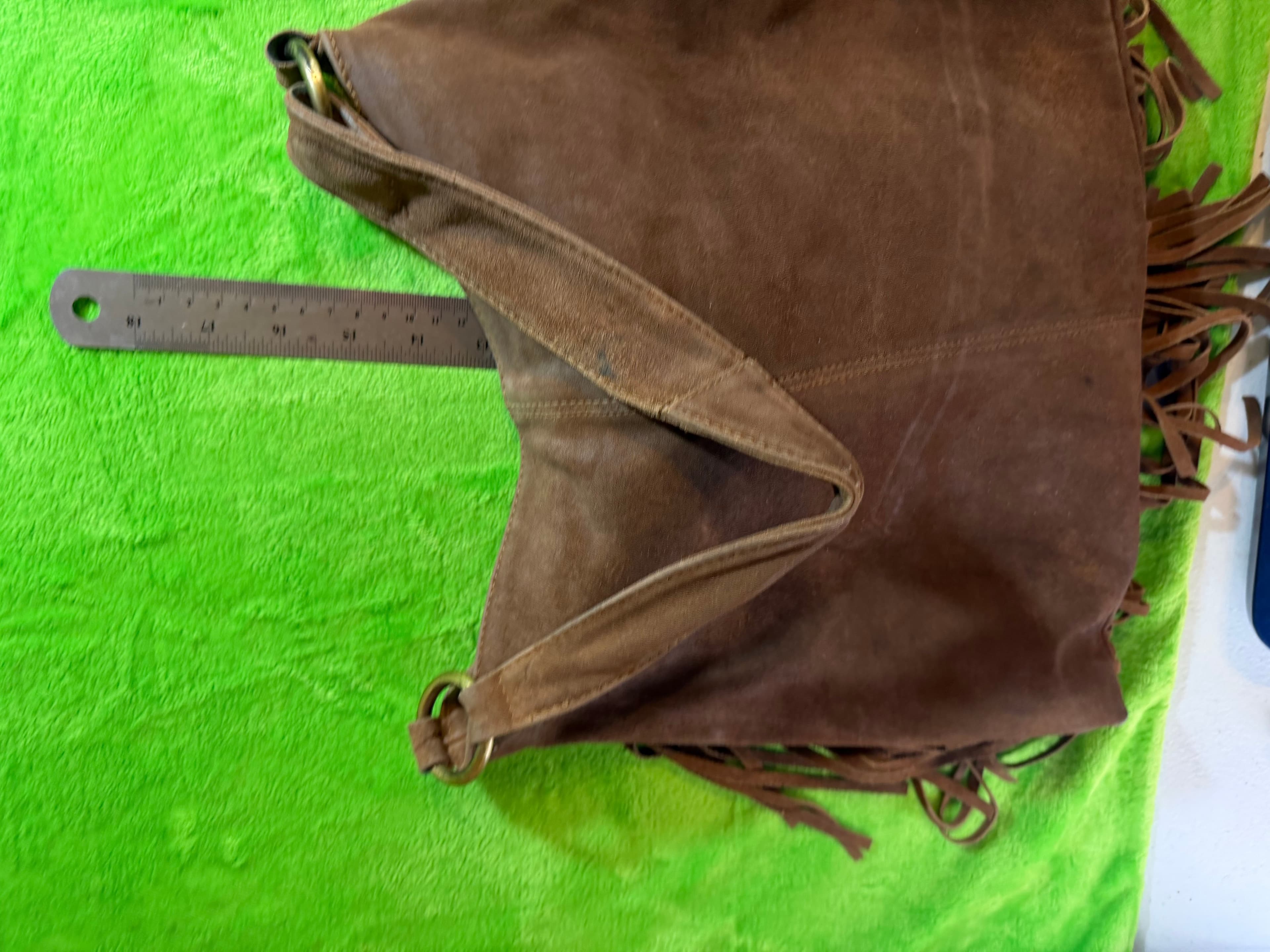 Boho Brown Suede Fringe Hobo Shoulder Bag Slouchy Western Hippie Festival Purse - Thumbnail 3