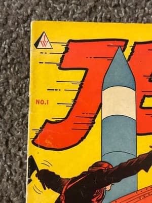 Jet Power Comic No.1 Reissue Sci-Fi Rocket Spaceship Vintage Yellow 10c Used - Thumbnail 2