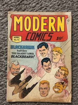 Modern Comics No. 72 April 1948 Blackhawk Battles Blackbeard GoldenAge Comic - Image 1