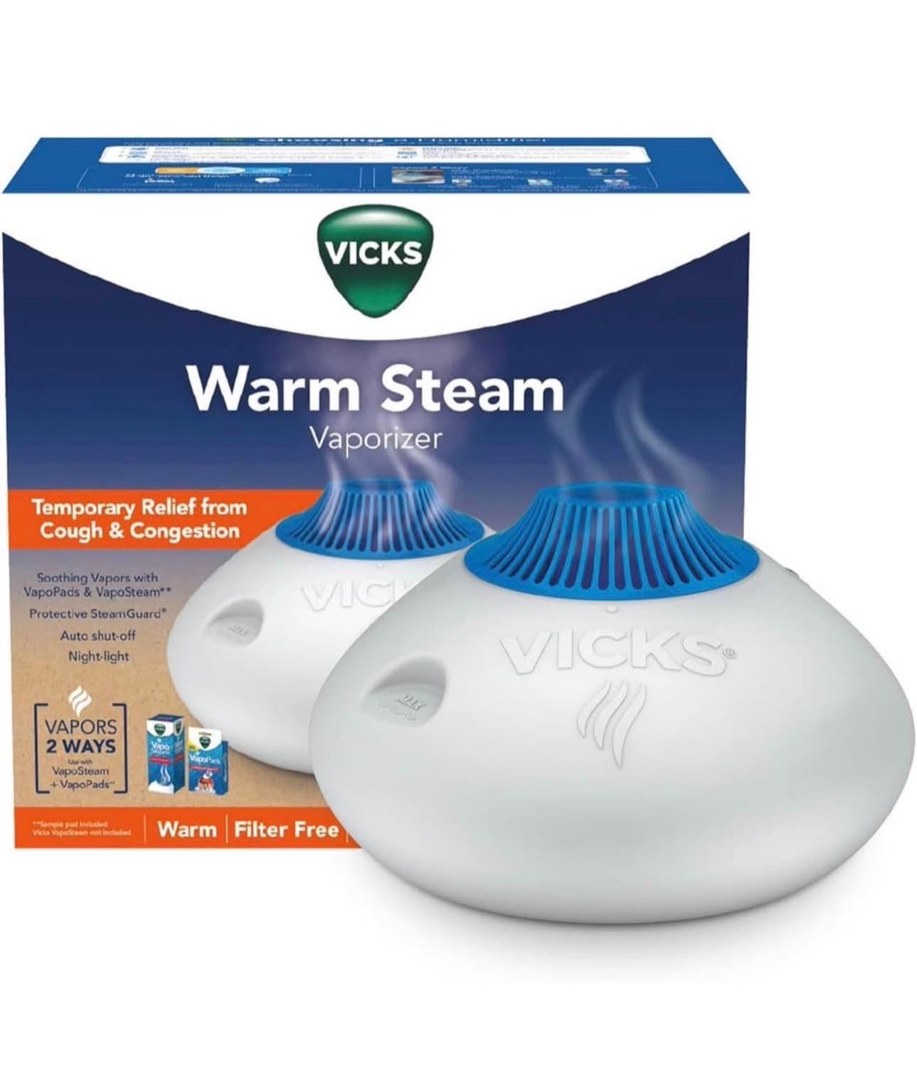 Vicks Warm Steam Vaporizer with Auto Shut-Off and Night-Light - Image 1