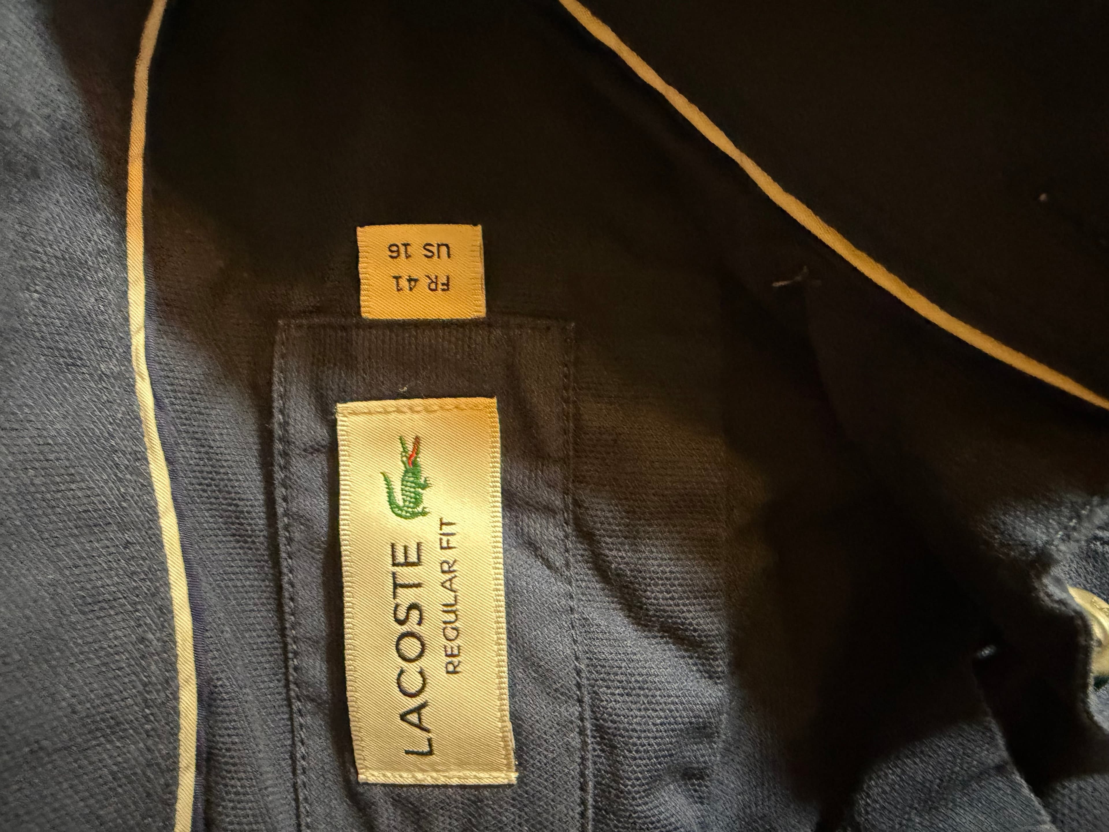 Lacoste Regular Fit Navy Long Sleeve Shirt Size 16 - Thumbnail 3