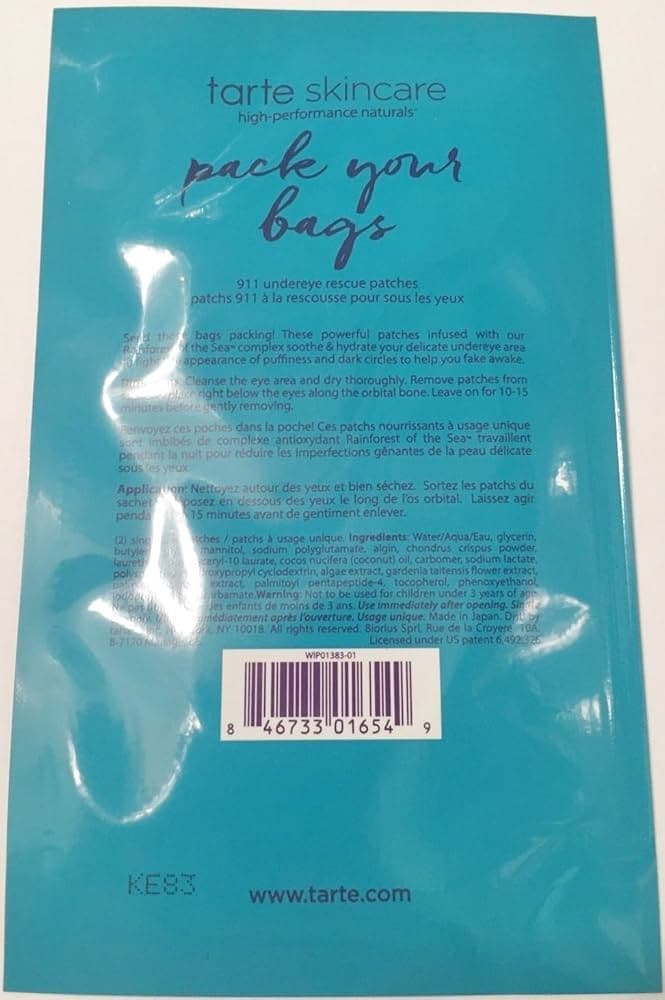 Tarte Cosmetics Pack Your Bags 911 Undereye Rescue Eye Patches (1 Pair) - Thumbnail 2