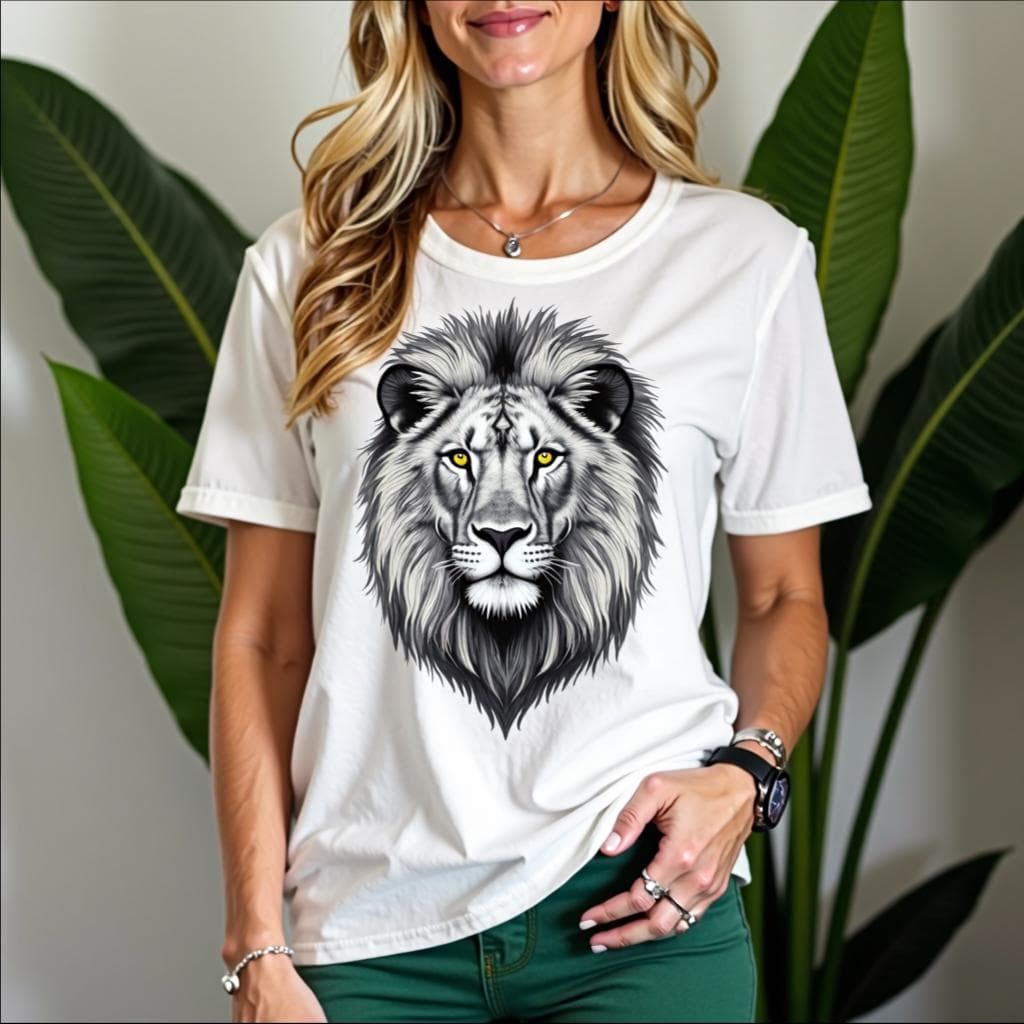 Lion Majestic T-Shirt with Vibrant Gold Eyes – Unisex Graphic Tee