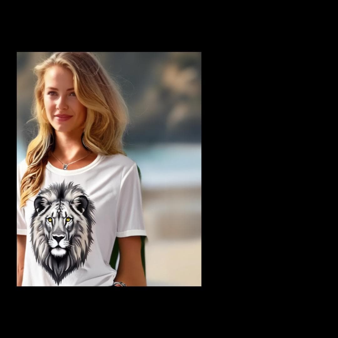 Lion Majestic T-Shirt with Vibrant Gold Eyes – Unisex Graphic Tee - Thumbnail 2