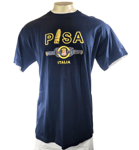 PISA Italia Embroidered Souvenir T-Shirt in Navy Blue (Size 2XL) - Image 1