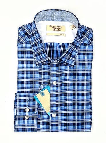 PENGUIN MUNSINGWEAR MEN WEAR DRESS SLIM FIT DELF BLUE SHIRT (various sizes) - Image 1
