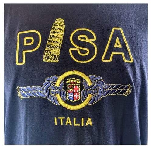 PISA Italia Embroidered Souvenir T-Shirt in Navy Blue (Size 2XL) - Thumbnail 3