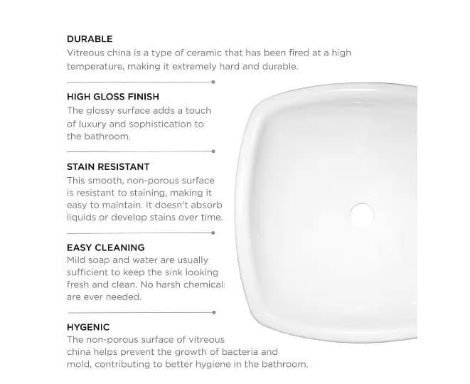 Glacier Bay Square Vitreous China White Vessel Sink - Thumbnail 3