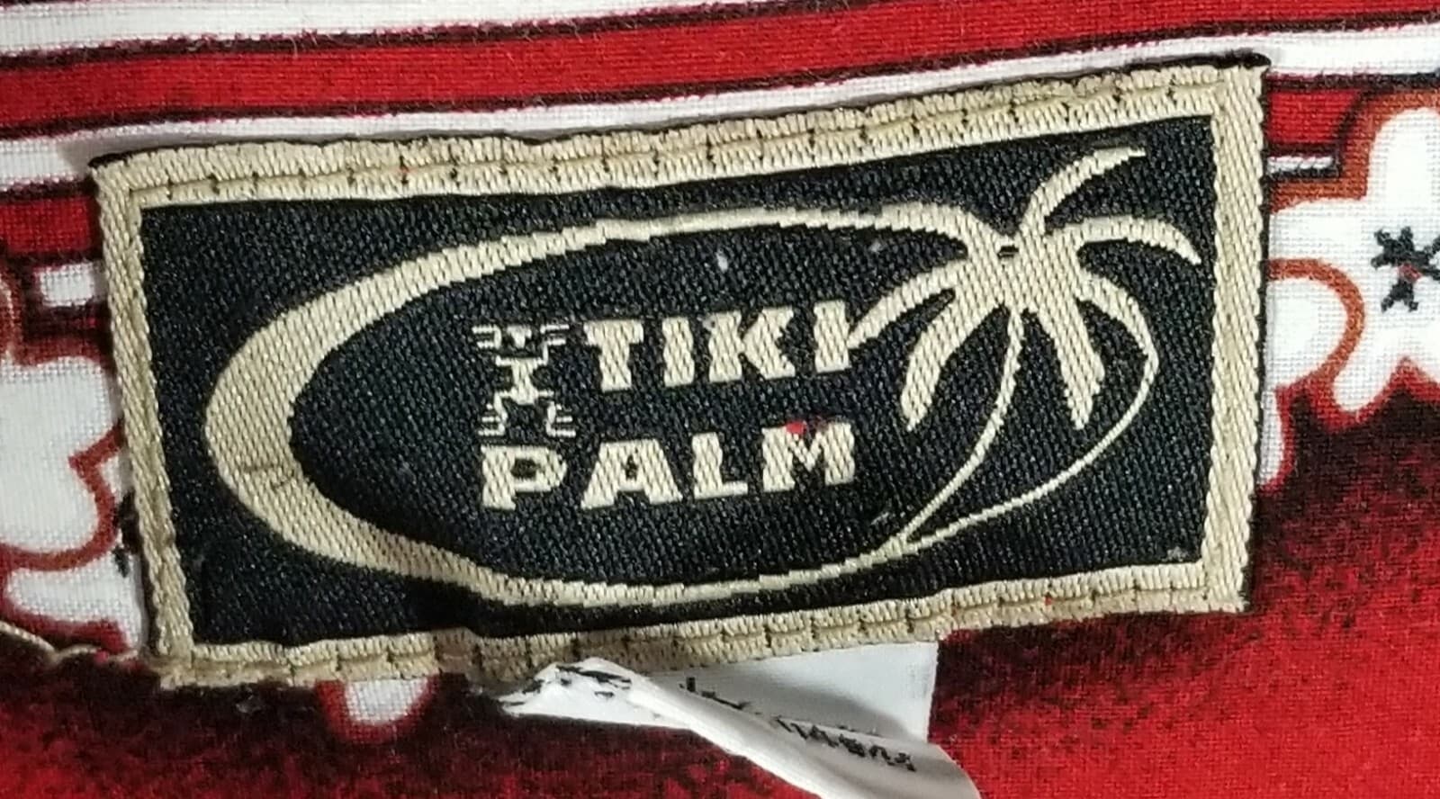 Tiki Palm Red Floral Surf Board Hawaiian Shirt 100% Rayon Pocket Large - Thumbnail 3