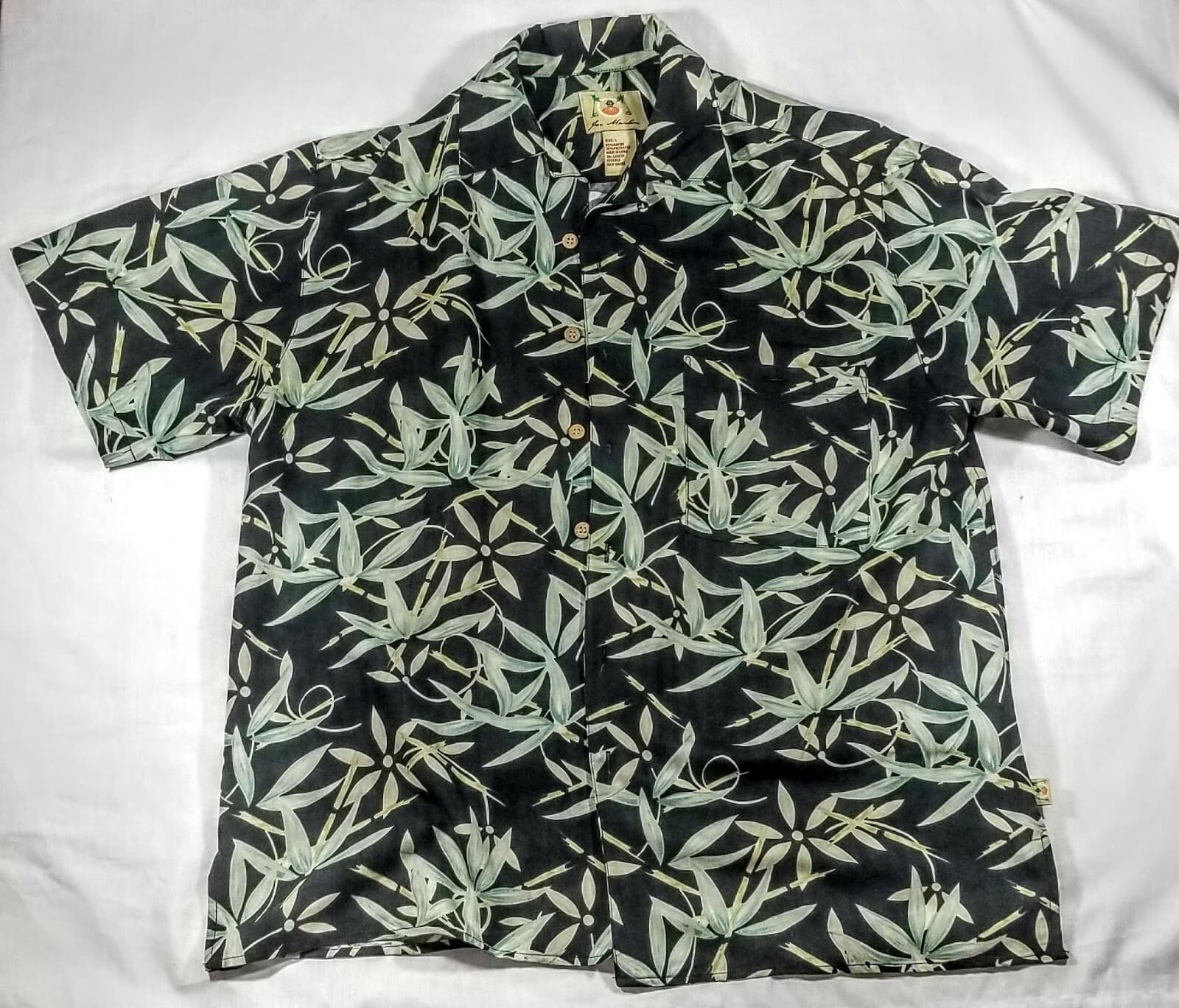 Joe Marlin Dark Floral Rayon Poly Mens Hawaiian Shirt - Image 1