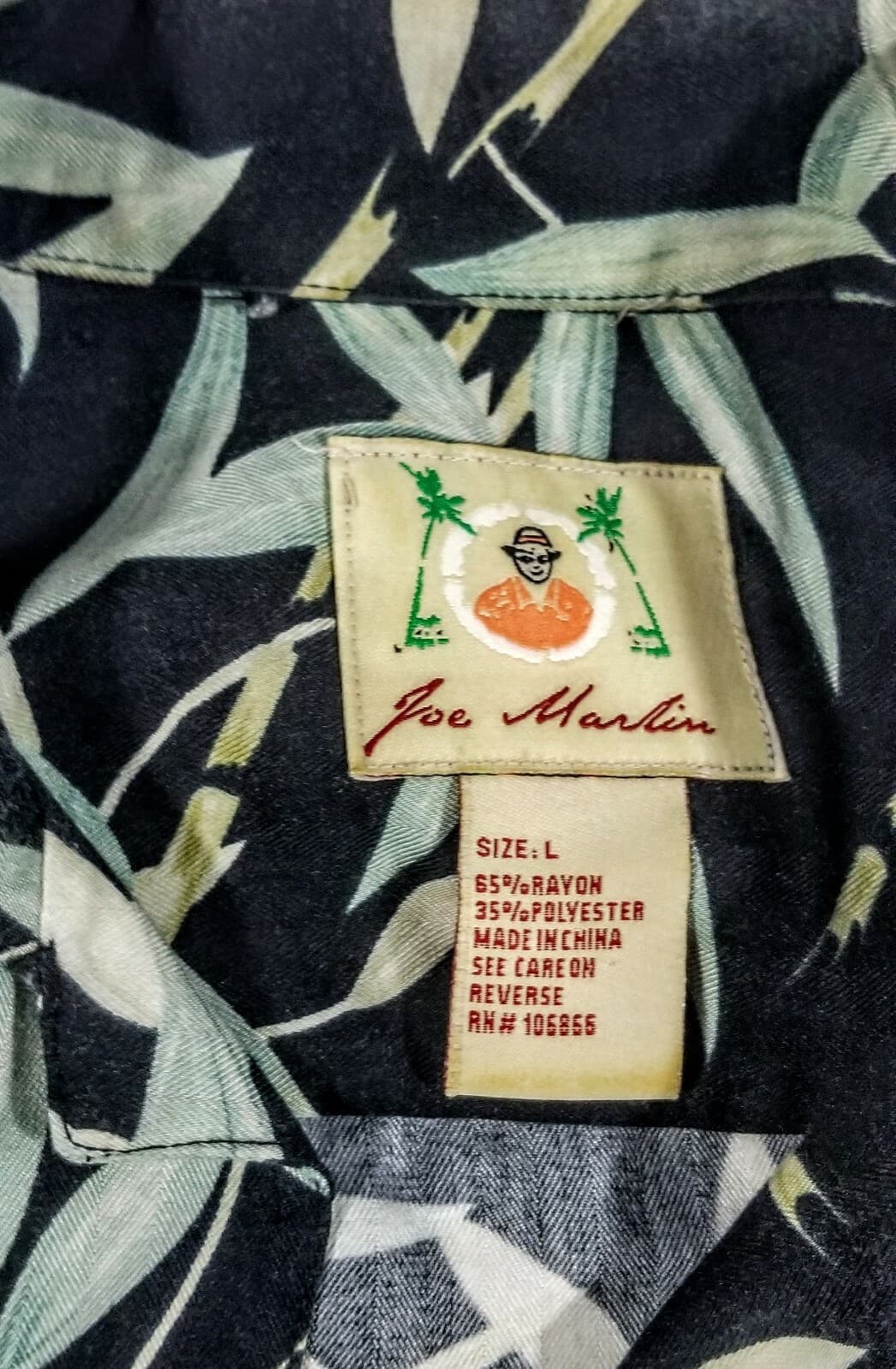 Joe Marlin Dark Floral Rayon Poly Mens Hawaiian Shirt - Thumbnail 2