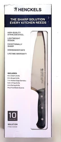 Henckels Solution 10-Piece Kitchen Knife Set Fine Edge Stainless Steel Block NEW - Image 1