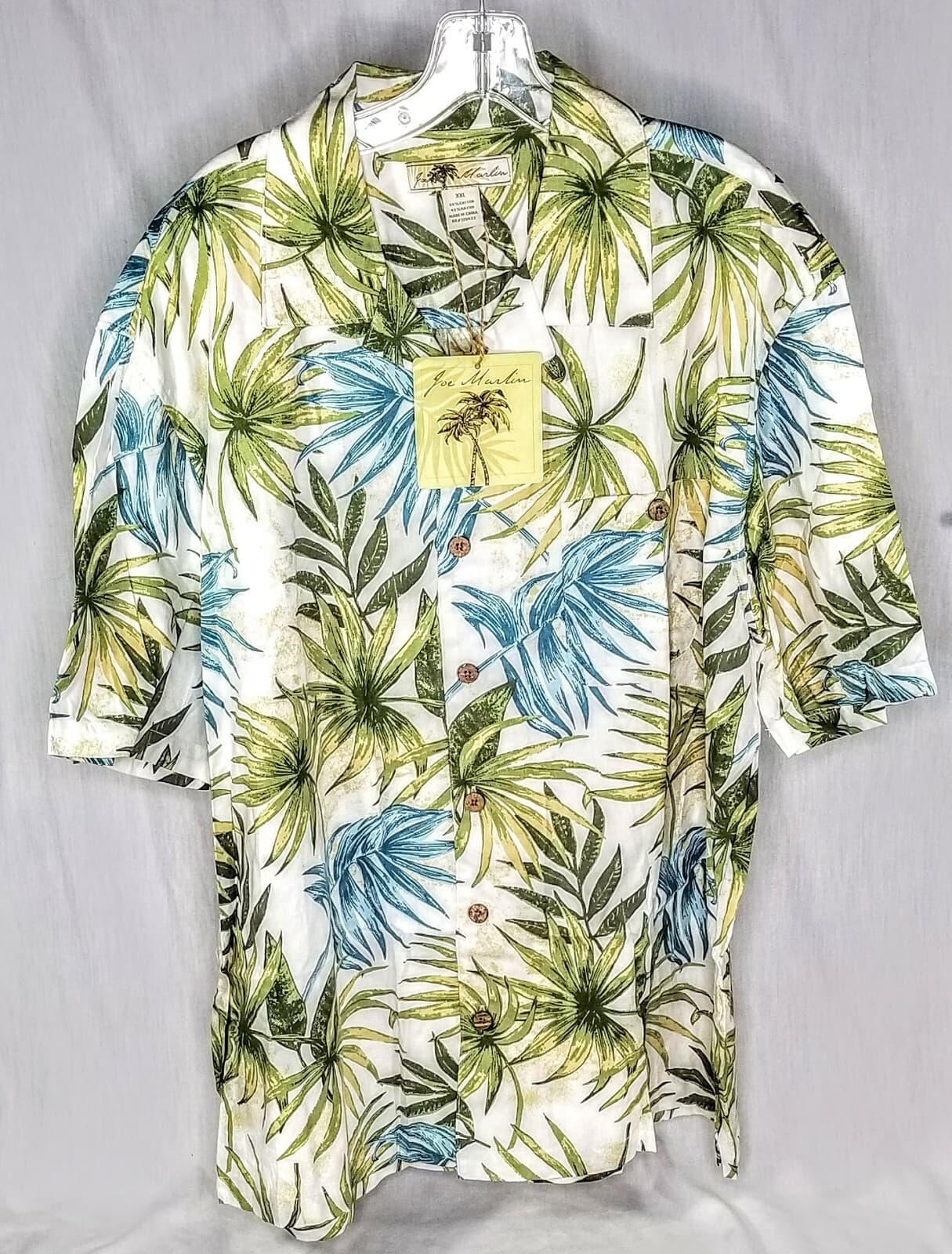 NWT Joe Marlin Palm Frond Cotton Rayon 2XL Hawaiian Shirt - Image 1