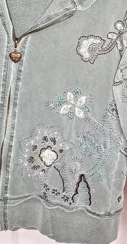 Vertigo Paris Women's Embroidered Zip-Up Hoodie (Size M) - Thumbnail 3