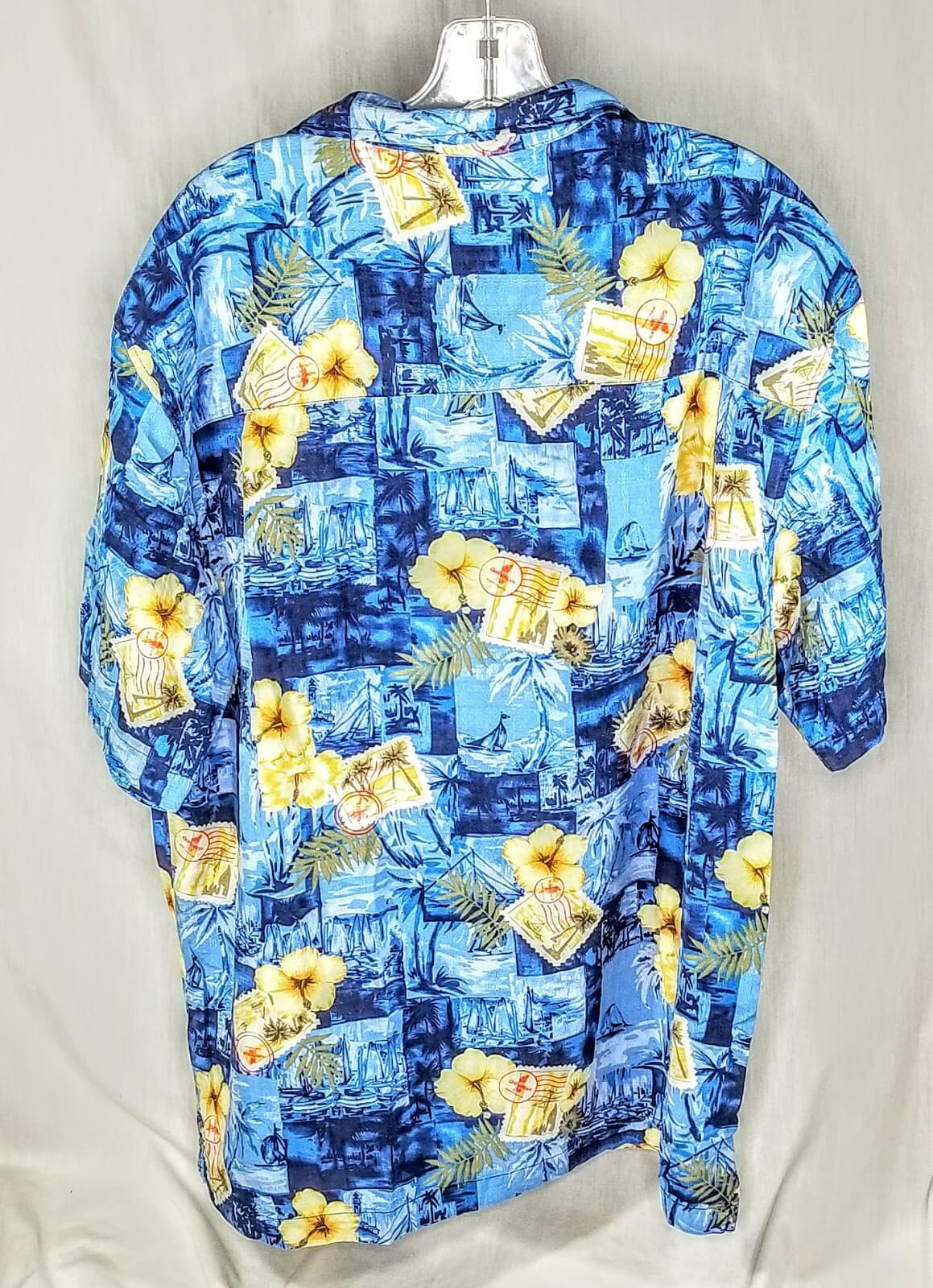 Caribbean Joe Mens XL Washable Silk Floral Stamp Hawaiian Shirt - Thumbnail 2