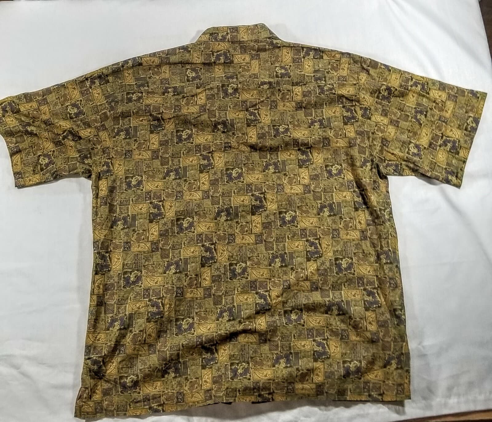 Vintage Tori Richard Cotton Lawn Mens Brown Earth Tones Hawaiian Shirt Large - Thumbnail 2