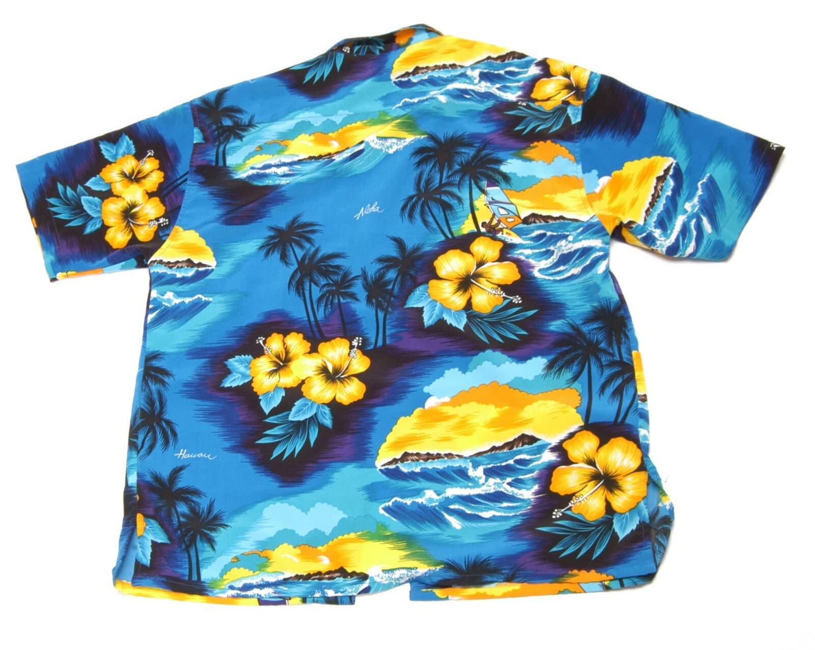 Box Office Island Blue Yellow Hibiscus Sailboard Large Polyester - Thumbnail 3