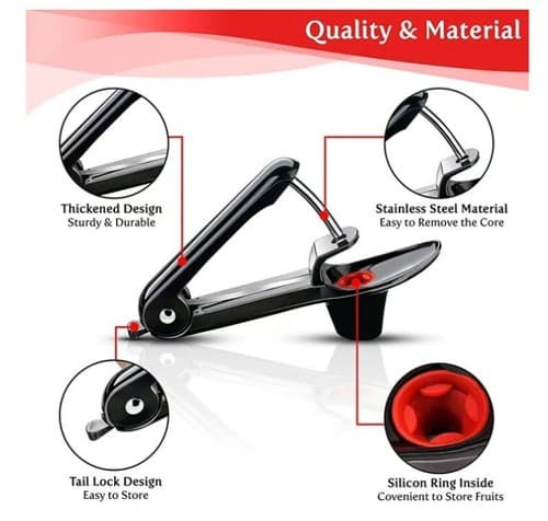 Veleka Cherry/Olive Pitter Tool with Lock Cherry Stoner Pitter Core Remover - Thumbnail 4